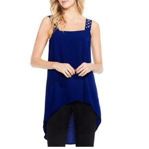 VINCE CAMUTO WOMENS CREPE GROMMET TANK TOP